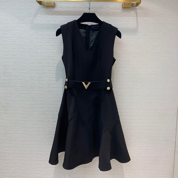 france elegant lady a-line dress women slim wide belt decoration v-neck sleeveless solid color high-end runway summer dresses, Black;gray
france elegant lady a-line dress women slim wide belt decoration v-neck sleeveless solid color high-end runway summer dresses, Black;gray
