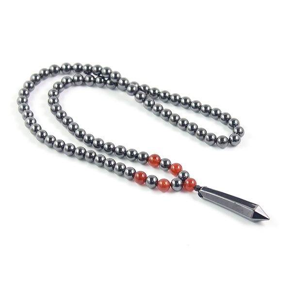 magnetic hematite 8mm round beads pencil shape pendant necklace with red onyx jewelry for men and women gift, Silver
magnetic hematite 8mm round beads pencil shape pendant necklace with red onyx jewelry for men and women gift, Silver