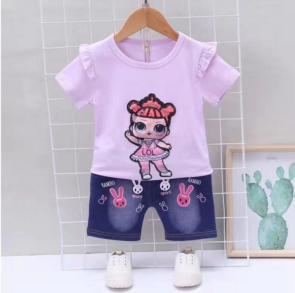children's suit summer new girl short sleeve suit cartoon sequin girl short sleeve denim shorts two-piece girls clothing, White
children's suit summer new girl short sleeve suit cartoon sequin girl short sleeve denim shorts two-piece girls clothing, White