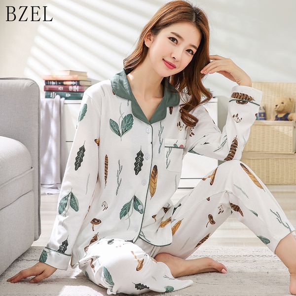 bzel long sleeve pajamas sets cotton sleepwear turn-down collar sleep lounge lingerie cute underwear pyjamas women pijama femme, Blue;gray
bzel long sleeve pajamas sets cotton sleepwear turn-down collar sleep lounge lingerie cute underwear pyjamas women pijama femme, Blue;gray