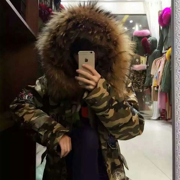 new warming women winter parka camouflage shell thicken natural apricot fur raccoon fur collar fur parkas, Black
new warming women winter parka camouflage shell thicken natural apricot fur raccoon fur collar fur parkas, Black