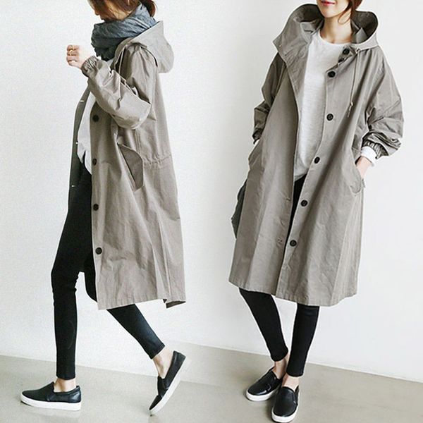 lugentolo women trench coat hooded korean spring new solid loose long pockets single breasted casuan fashion windbreaker, Tan;black
lugentolo women trench coat hooded korean spring new solid loose long pockets single breasted casuan fashion windbreaker, Tan;black