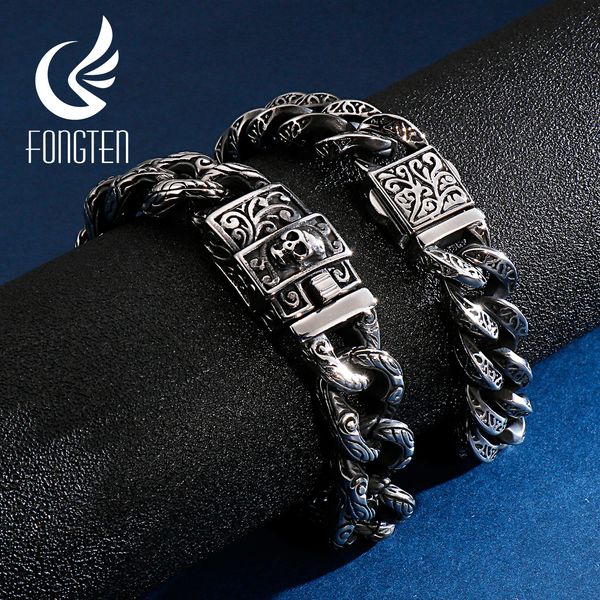 fongten vintage skull cuban cuff bracelet stainless steel custom charms curb link chain men bracelets, Golden;silver
fongten vintage skull cuban cuff bracelet stainless steel custom charms curb link chain men bracelets, Golden;silver