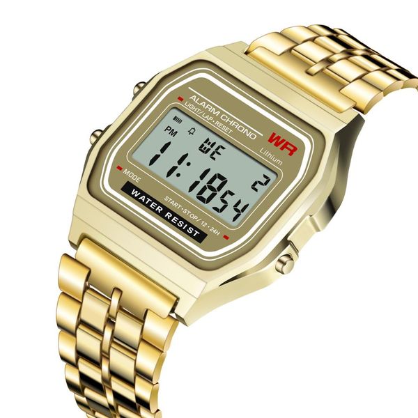 brand women men watch gold silver vintage stainless steel led sports wristwatches electronic digital watches for student, Slivery;brown
brand women men watch gold silver vintage stainless steel led sports wristwatches electronic digital watches for student, Slivery;brown