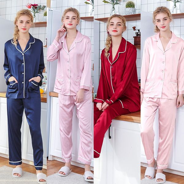 fashion silk womens lace robe pajamas solid color satin button-down pajamas set bride sleepwear nightwear pijama mujer, Black;red
fashion silk womens lace robe pajamas solid color satin button-down pajamas set bride sleepwear nightwear pijama mujer, Black;red