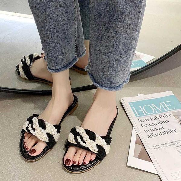 rope slippers pearl string bead open toe slides summer women shoes sweet beach shoes women flat sandals 2020, Black
rope slippers pearl string bead open toe slides summer women shoes sweet beach shoes women flat sandals 2020, Black