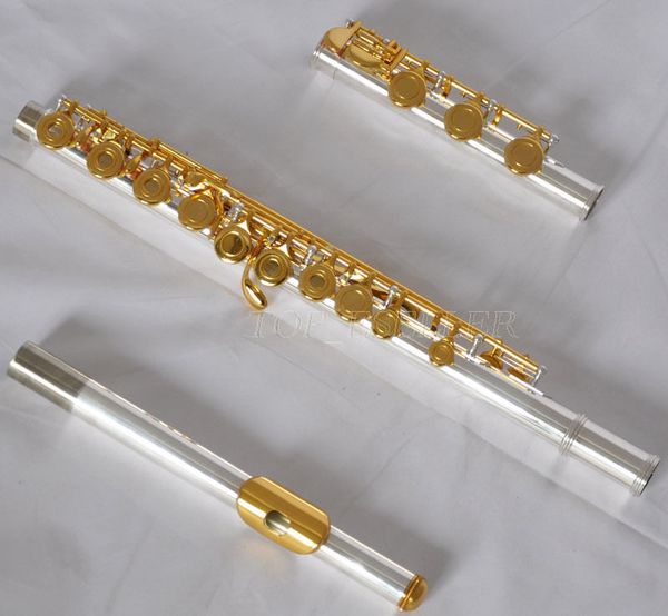 flute gold key silver body flutes 17 holes closed open holes c key e split for bignner
flute gold key silver body flutes 17 holes closed open holes c key e split for bignner