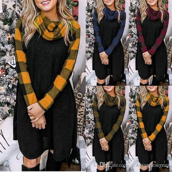 plus size dresses plaid print long sleeve cowl neck solid color female clothing fashion style casual apparel womens autumn designer, Black;gray
plus size dresses plaid print long sleeve cowl neck solid color female clothing fashion style casual apparel womens autumn designer, Black;gray