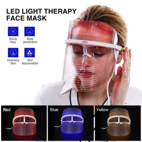 3 Colors Led Light Therapy Face Mask Beauty Instrument Facial Spa Treatment Anti-aging Anti Acne Wrinkle Removal Skin Tighten