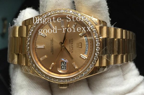 luxury watches for men automatic cal.3255 eta watch men's ew factory day date 228398 champagne rectangle diamond president crown yellow, Slivery;brown
luxury watches for men automatic cal.3255 eta watch men's ew factory day date 228398 champagne rectangle diamond president crown yellow, Slivery;brown