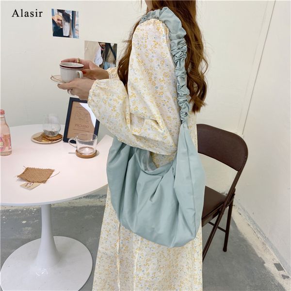 alasir women's bag 2020 new design fold bag korean style hobos bags casual handbag ruched shoulder bags popular crossbody