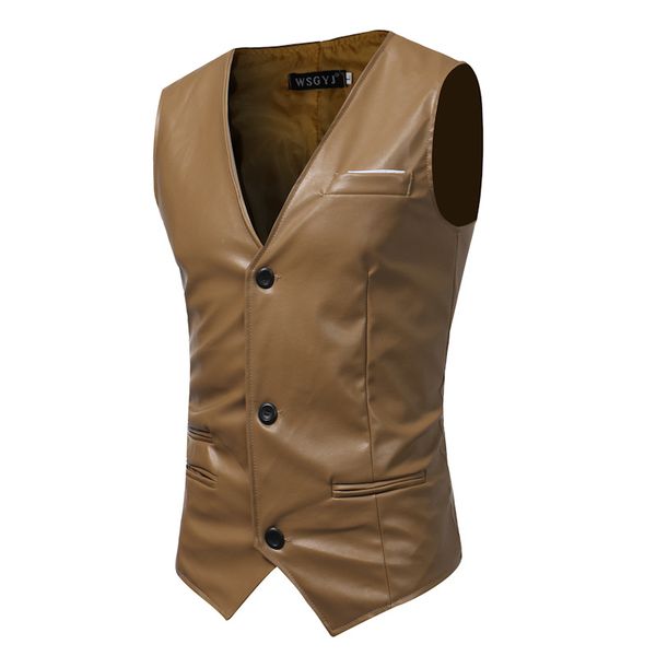 2018 new men's simple versatile self-cultivation washed pu leather vest gentleman male leather vest shoulder, Black;white
2018 new men's simple versatile self-cultivation washed pu leather vest gentleman male leather vest shoulder, Black;white