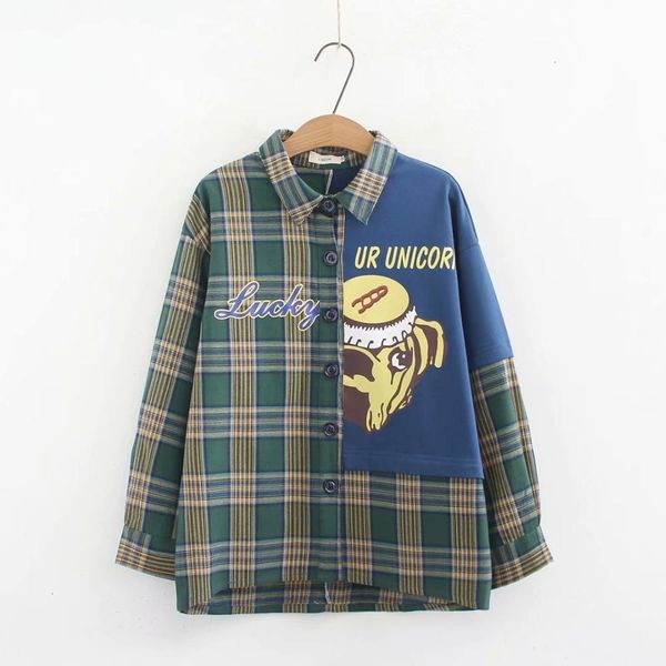 harajuku japanese streetwear cartoon print spliced women plaid shirt long sleeve false two piece shirts patchwork plus size, White
harajuku japanese streetwear cartoon print spliced women plaid shirt long sleeve false two piece shirts patchwork plus size, White