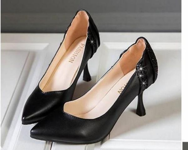 womens shoes in spring and autumn with new style high heel fine heel pointed end 81, Black
womens shoes in spring and autumn with new style high heel fine heel pointed end 81, Black