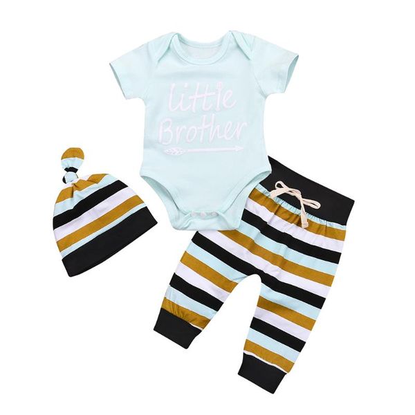 baby girls boys kids letters printed short sleeve round collar romper striated long pants hat three-piece suit set, White
baby girls boys kids letters printed short sleeve round collar romper striated long pants hat three-piece suit set, White