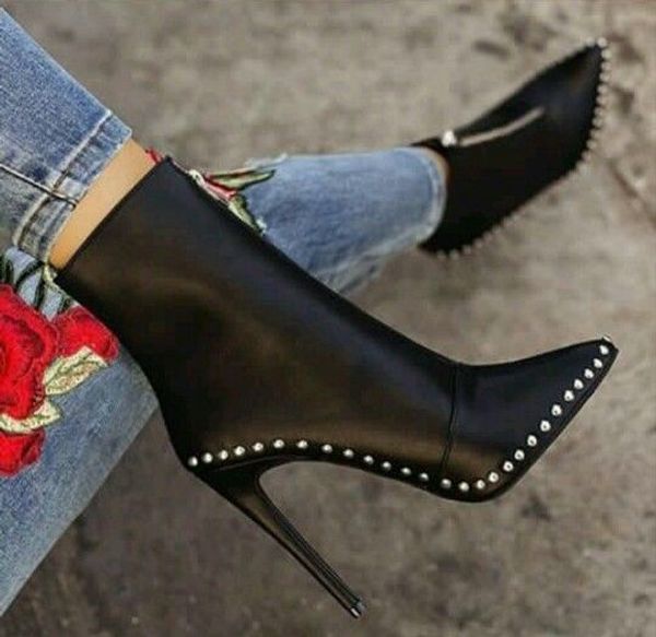 boots concise elegant womens ankle short super high solid vintage pointed toe winter big size shoes, Black
boots concise elegant womens ankle short super high solid vintage pointed toe winter big size shoes, Black