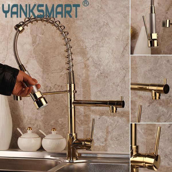 yanksmart solid brass gold polish kitchen faucet golden vessel sink swivel faucet washbasin mixer taps with pull down spray
yanksmart solid brass gold polish kitchen faucet golden vessel sink swivel faucet washbasin mixer taps with pull down spray