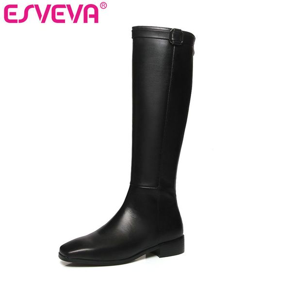 esveva 2020 shoes women knee-high boots fashion square low heel zipper round toe punk boots shoes size 34-43 winter, Black
esveva 2020 shoes women knee-high boots fashion square low heel zipper round toe punk boots shoes size 34-43 winter, Black