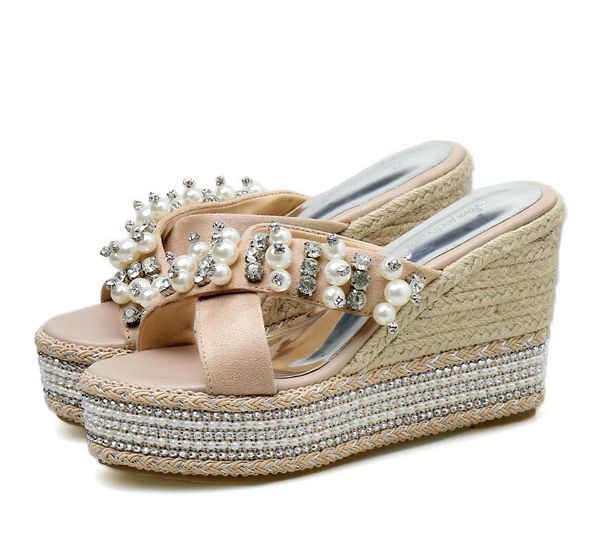 luxury women designer shoes beading rhinestone straw woven sandals platform wedge slipper shoes size 34 to 40 tradingbear, Black
luxury women designer shoes beading rhinestone straw woven sandals platform wedge slipper shoes size 34 to 40 tradingbear, Black