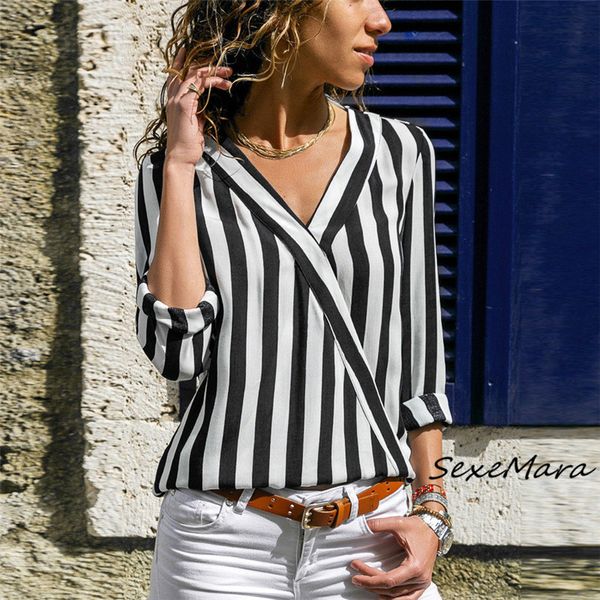 spring casual v-neck women striped shirts 2020 plus size fashion long sleeves slim blouses, White
spring casual v-neck women striped shirts 2020 plus size fashion long sleeves slim blouses, White