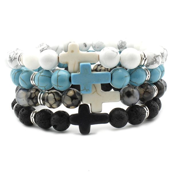 new design bracelet wholesale 8mm lava stone beads with hematite royal cross jesus bracelets, Black
new design bracelet wholesale 8mm lava stone beads with hematite royal cross jesus bracelets, Black