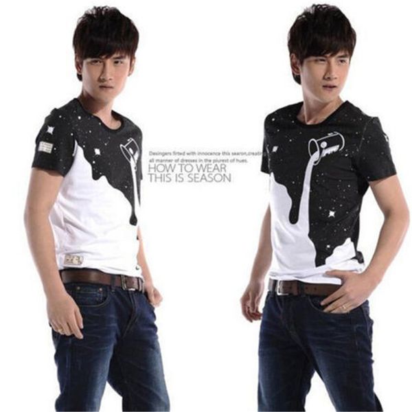 summer casual milk bottle print short sleeve t-shirt men round neck slim fit male men's brand clothing tee sale, White;black
summer casual milk bottle print short sleeve t-shirt men round neck slim fit male men's brand clothing tee sale, White;black