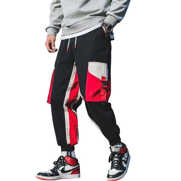 2019 men pants new fashion streetwear stitching color joggers hip hop long pants male elastic waist cargo men, Black
2019 men pants new fashion streetwear stitching color joggers hip hop long pants male elastic waist cargo men, Black