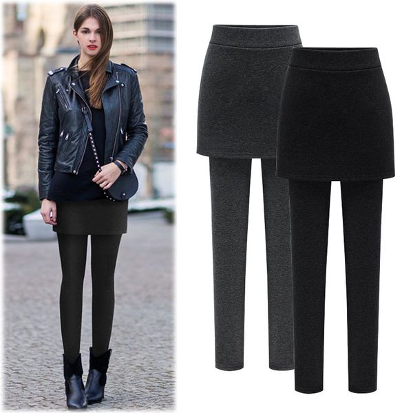 women fales 2 leggings and skirt fake two in one winter plus size highwaist fitness warm pants, Black
women fales 2 leggings and skirt fake two in one winter plus size highwaist fitness warm pants, Black