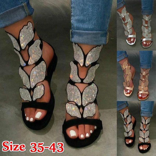sandals women rhinestone fashion butterfly ankle strap summer rome gladiator soft slip foam sole outdoor beach shoes, Black
sandals women rhinestone fashion butterfly ankle strap summer rome gladiator soft slip foam sole outdoor beach shoes, Black
