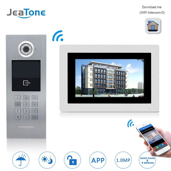 

Jeatone 7 039 039 wifi ip video door phone intercom wirele door bell building ecurity acce control y tem touch creen pa word ic