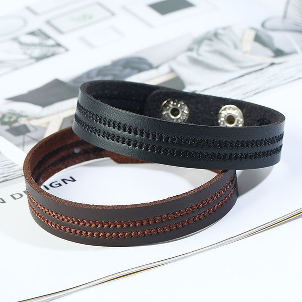 fashion men's real black and brown leather link bracelets simple design 22 cm long bracelet
fashion men's real black and brown leather link bracelets simple design 22 cm long bracelet