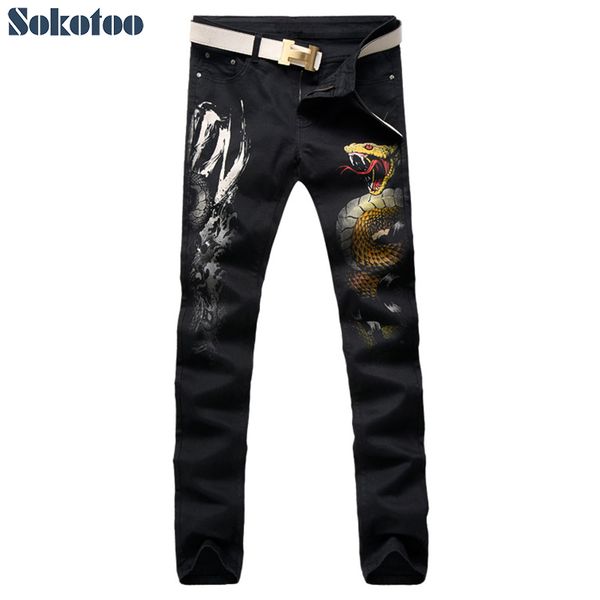 sokotoo men's colored painted snake 3d print jeans fashion black slim stretch denim pants, Blue
sokotoo men's colored painted snake 3d print jeans fashion black slim stretch denim pants, Blue