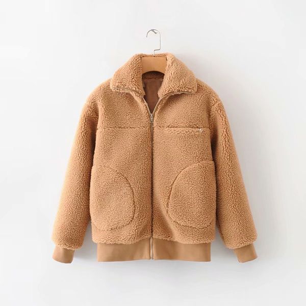 f6863-western style women's dress 2019 winter new style fold-down collar four-pocket lambs wool zip-up jacket women's, Black;white
f6863-western style women's dress 2019 winter new style fold-down collar four-pocket lambs wool zip-up jacket women's, Black;white