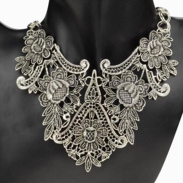 vintage tibet silver plated flower hollowed statement bib chain pendant statement necklace for woman choker necklace
vintage tibet silver plated flower hollowed statement bib chain pendant statement necklace for woman choker necklace