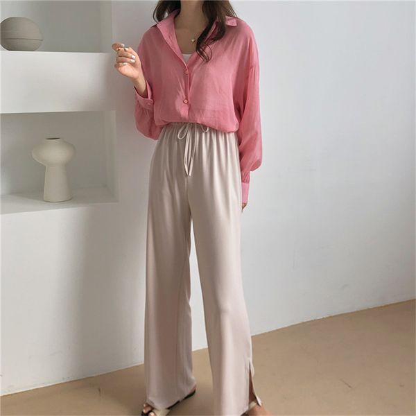 2020 summer new women pants loose elastic high waist casual solid wide-leg full length elegant lady office female trousers, Black;white
2020 summer new women pants loose elastic high waist casual solid wide-leg full length elegant lady office female trousers, Black;white