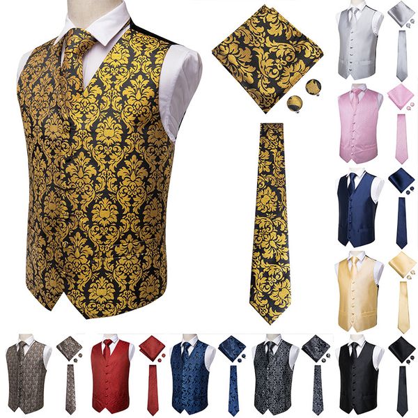 hi-tie men suit vest silk waistcoat slim paisley tie cufflinks handkerchief formal vest gold/red/black for tuxedo business cx200623, White;black
hi-tie men suit vest silk waistcoat slim paisley tie cufflinks handkerchief formal vest gold/red/black for tuxedo business cx200623, White;black