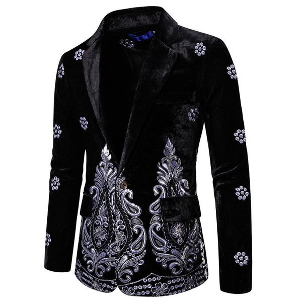 chaqueta de lujo único para hombre traje de chaqueta escenario traje terciopelo masculino un botón hilo dorado bordado, White;black
chaqueta de lujo único para hombre traje de chaqueta escenario traje terciopelo masculino un botón hilo dorado bordado, White;black