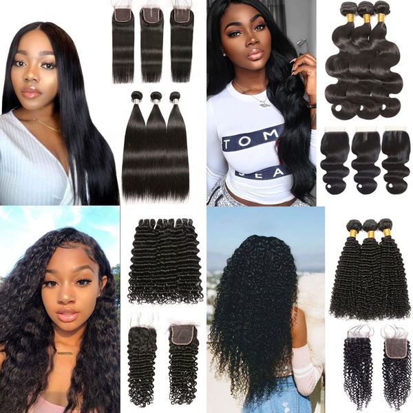 human hair 3 bundles with closure straight body wave deep kinky curly hair bundles with closure brazilian virgin hair bundles with closures, Black;brown
human hair 3 bundles with closure straight body wave deep kinky curly hair bundles with closure brazilian virgin hair bundles with closures, Black;brown
