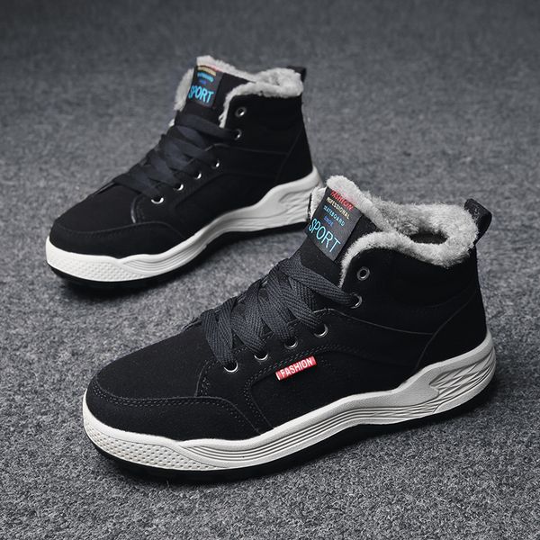 male shoes boots men 2019 winter warm plush fur snow warm non-slip men lace-up suede leather sneakers non-slip botas shoes, Black
male shoes boots men 2019 winter warm plush fur snow warm non-slip men lace-up suede leather sneakers non-slip botas shoes, Black