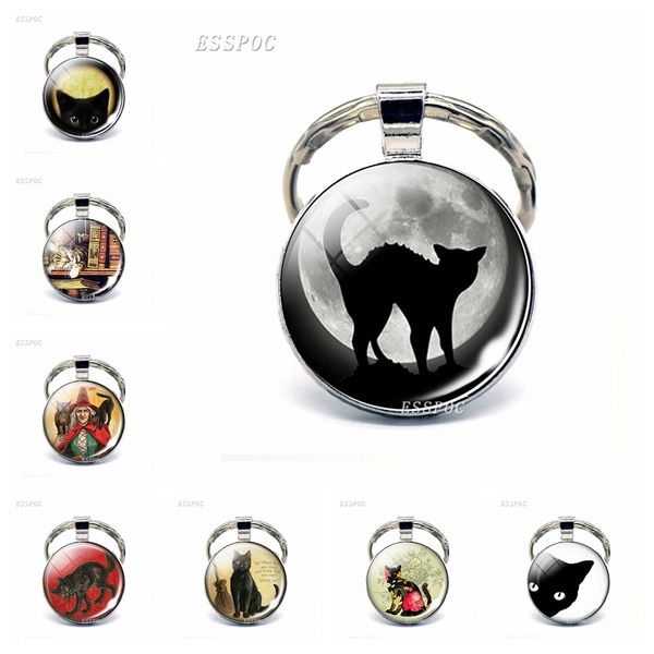 full moon black cat keychain glass cabochon jewelry gothic cat lover keyring with broom witch vintage kitten key chain gifts, Silver
full moon black cat keychain glass cabochon jewelry gothic cat lover keyring with broom witch vintage kitten key chain gifts, Silver