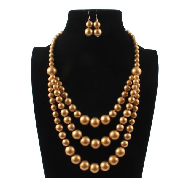 duftgold new round beaded chain necklace earrings sets hyperbole multi-layer beads chain necklace for women jewelry set schmuck, Silver
duftgold new round beaded chain necklace earrings sets hyperbole multi-layer beads chain necklace for women jewelry set schmuck, Silver