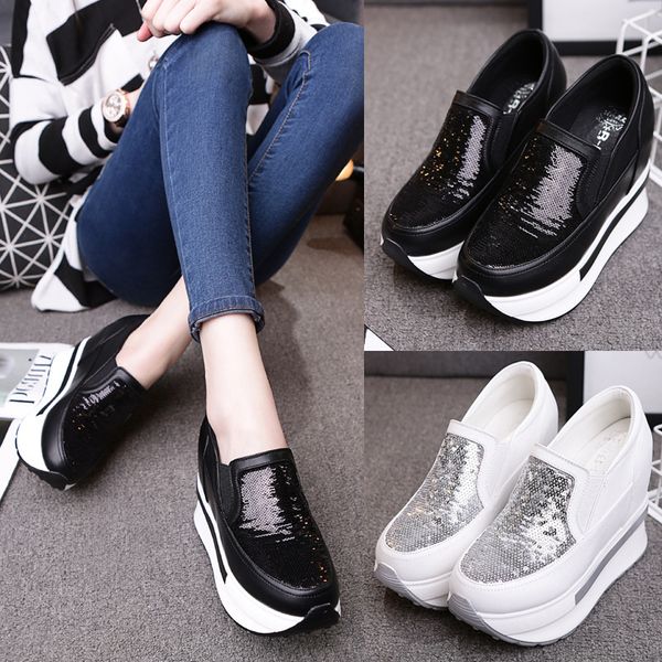 spring sequins to increase women's walking shoes casual shoes ultra-high heel 12cm muffin platform women's sneakers zz-265, Black
spring sequins to increase women's walking shoes casual shoes ultra-high heel 12cm muffin platform women's sneakers zz-265, Black