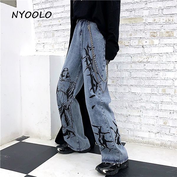 nyoolo vintage streetwear madonna print washed jeans autumn loose high waist full length straight denim pants women men clothing, Blue
nyoolo vintage streetwear madonna print washed jeans autumn loose high waist full length straight denim pants women men clothing, Blue