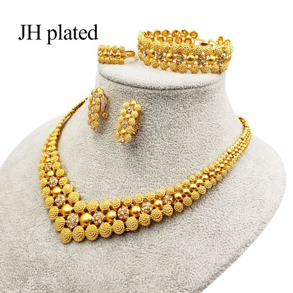 jhplated women fashion necklace earrings ring bangle gold color jewelry sets arab wedding gifts turks africa madam set, Silver
jhplated women fashion necklace earrings ring bangle gold color jewelry sets arab wedding gifts turks africa madam set, Silver