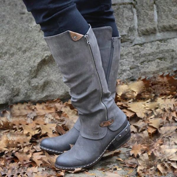 women western cowboy knee boots punk boots warm fashion low thick heel side zippper booties snow long shoe autumn and winter, Black
women western cowboy knee boots punk boots warm fashion low thick heel side zippper booties snow long shoe autumn and winter, Black