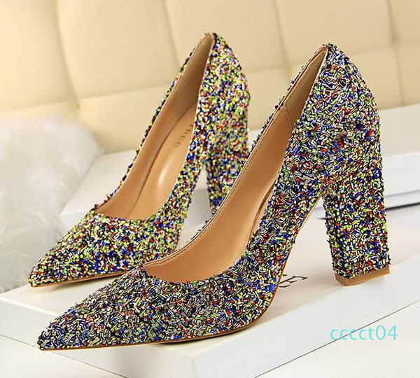 gold thick high heel pointed toe pumps glitter sequined wedding shoes silver prom gown dress shoes size 34 to 39 04ct, Black
gold thick high heel pointed toe pumps glitter sequined wedding shoes silver prom gown dress shoes size 34 to 39 04ct, Black