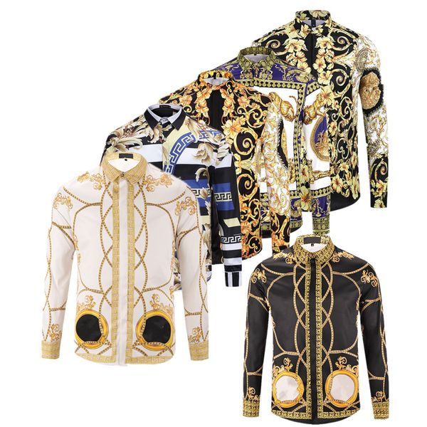 3xl 2019ss french brand new men's dress shirts fashion harajuku casual shirt men medusa black gold fancy 3d print slim fit shirts, White;black 
3xl 2019ss french brand new men's dress shirts fashion harajuku casual shirt men medusa black gold fancy 3d print slim fit shirts, White;black