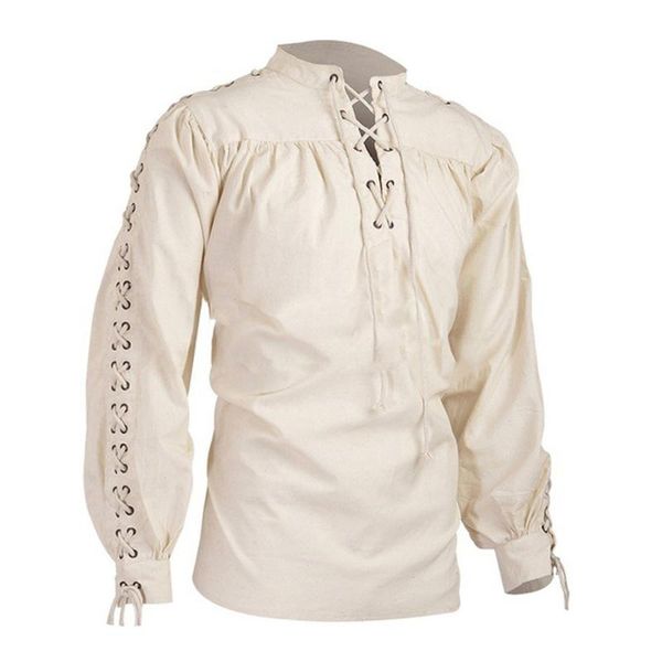 2020 new men's shirt gentleman medieval vintage gothic pure color long sleeve pullover cotton washcloth casual loose, White;black
2020 new men's shirt gentleman medieval vintage gothic pure color long sleeve pullover cotton washcloth casual loose, White;black