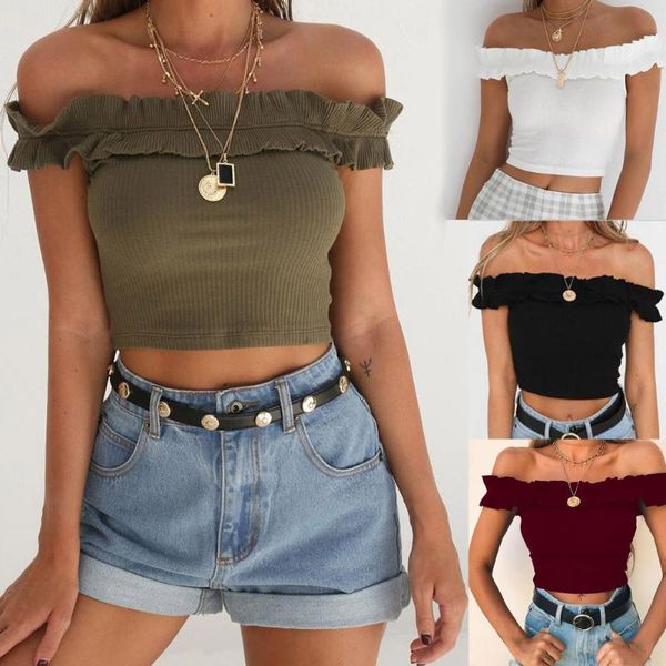 women ladies off shoulder short sleeves solid crop blouse summer short sleeves blouse casual shirt vest, White
women ladies off shoulder short sleeves solid crop blouse summer short sleeves blouse casual shirt vest, White