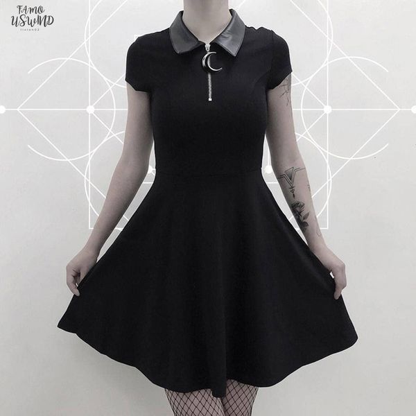 gothic mini dresses women black street punk zipper summer preppy style girl goth pleated casual shirt dresses elbise bb4, Black;gray
gothic mini dresses women black street punk zipper summer preppy style girl goth pleated casual shirt dresses elbise bb4, Black;gray